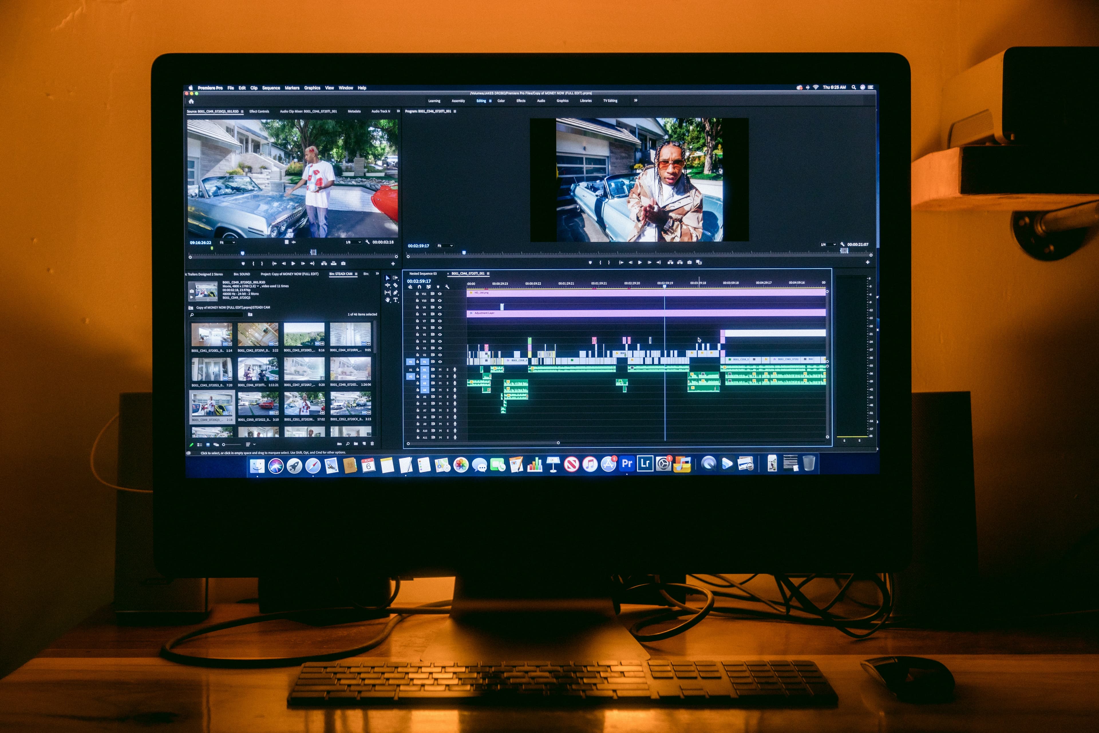 Edit bay with a timeline on screen