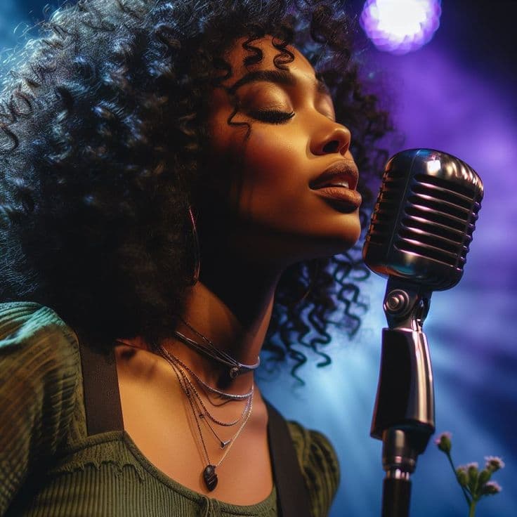 Singer at a microphone